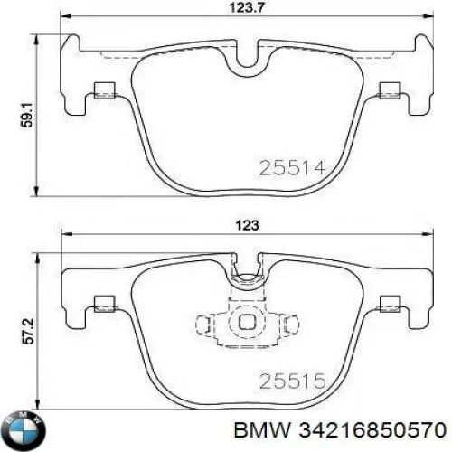 Okładziny (klocki) do hamulców tarczowych tylne BMW 34216850570 cena, od 32,83 USD