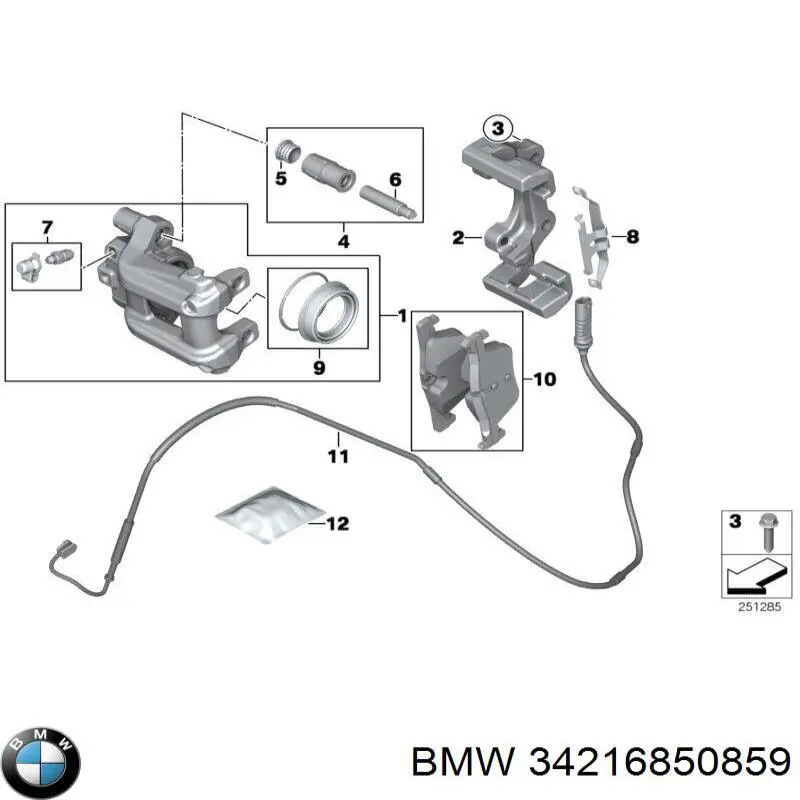 34216850859 BMW Zestaw naprawczy zacisku hamulcowego tylnego