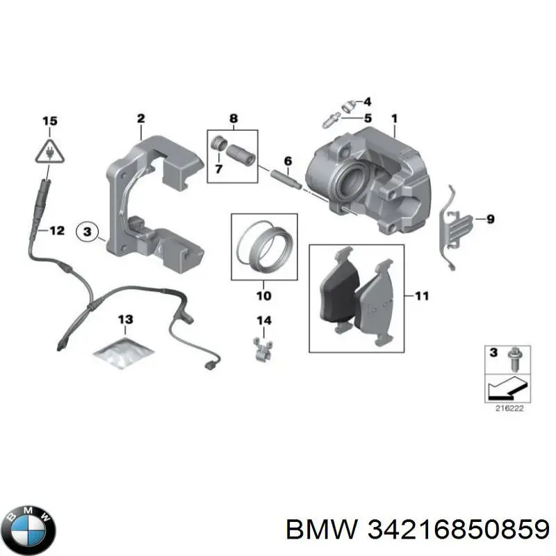 Do koszyka 34216850859 BMW Zestaw naprawczy zacisku hamulcowego tylnego