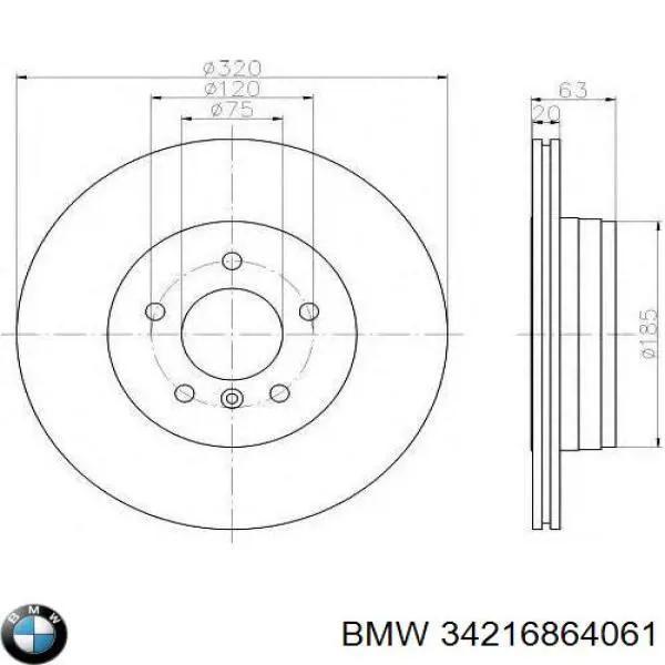 34216864061 BMW Tarcza hamulcowa tylna