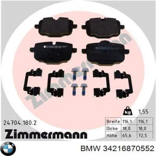 Do koszyka 34216870552 BMW Okładziny (klocki) do hamulców tarczowych tylne
