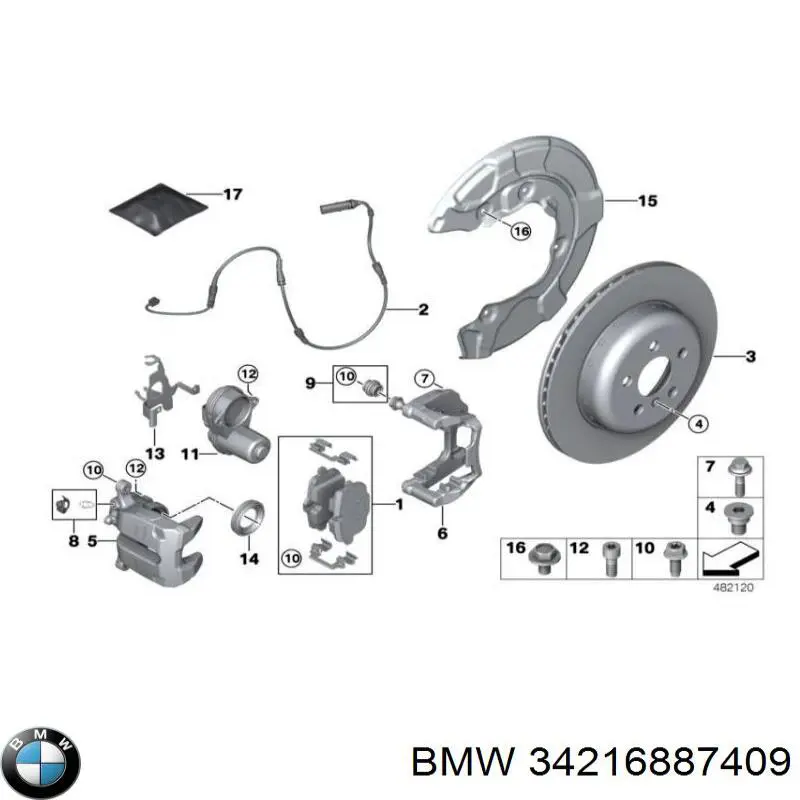 34216887409 BMW Zacisk hamulcowy tylny lewy