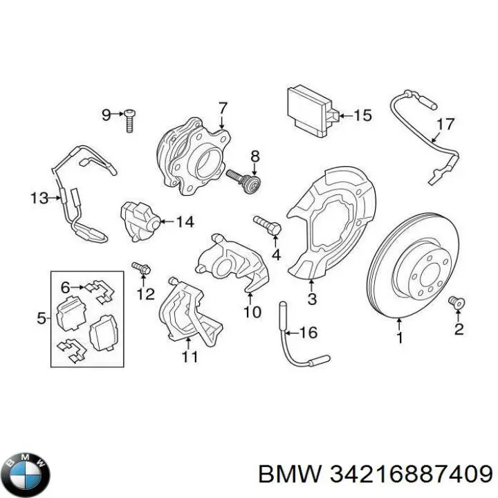 Zacisk hamulcowy tylny lewy BMW 34216887409 cena, od 345,62 USD