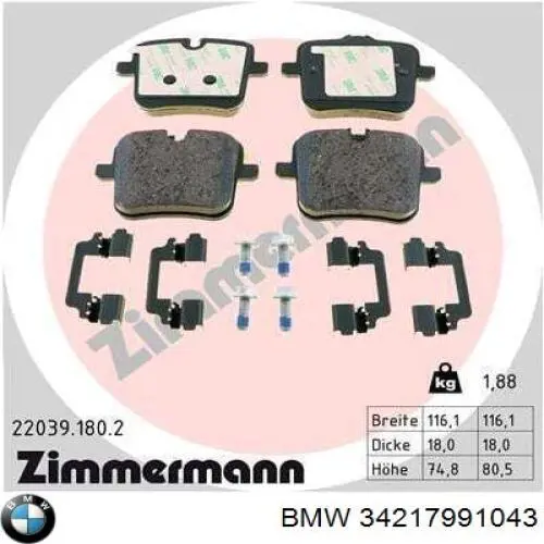 Okładziny (klocki) do hamulców tarczowych tylne BMW 34217991043 cena, od 49,96 USD