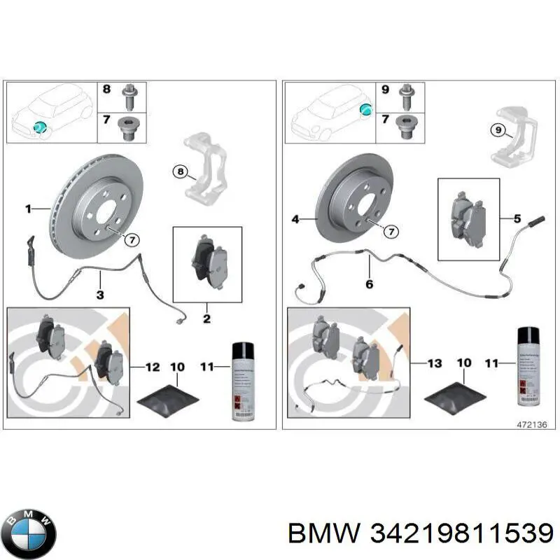 34219811539 BMW Tarcza hamulcowa tylna