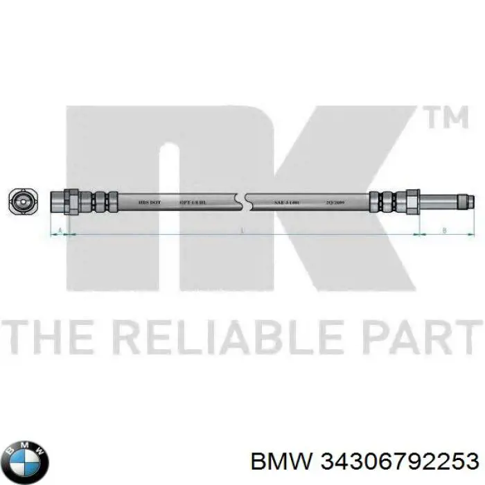 Do koszyka 34306792253 BMW Przewód hamulcowy tylny