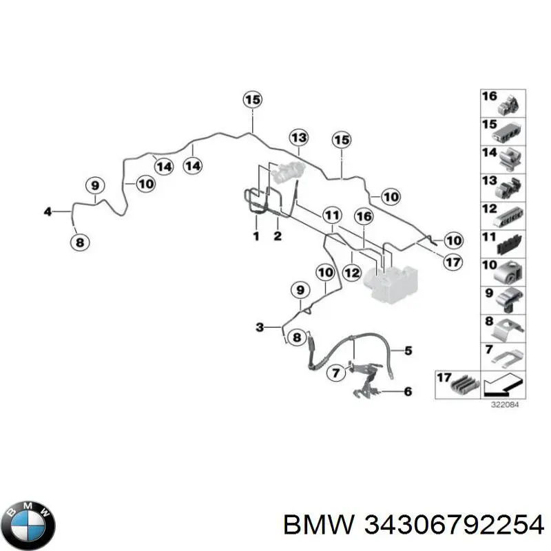34306792254 BMW Przewód hamulcowy przedni