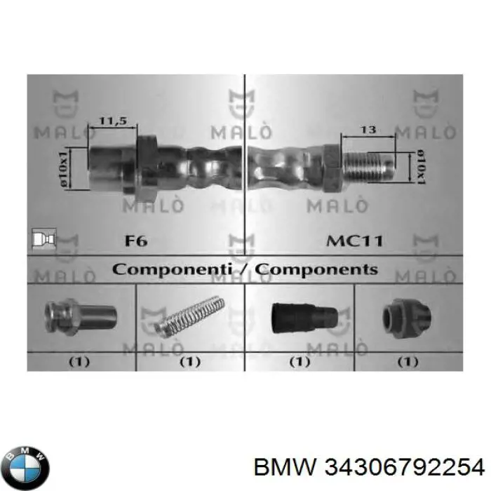 Przewód hamulcowy przedni BMW 34306792254 cena, od 18,01 USD
