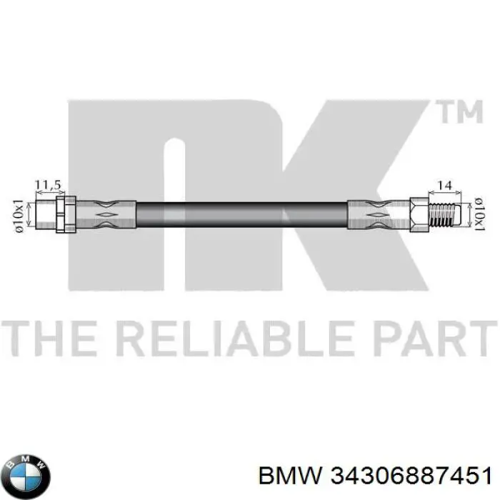 Do koszyka 34306887451 BMW Przewód hamulcowy przedni