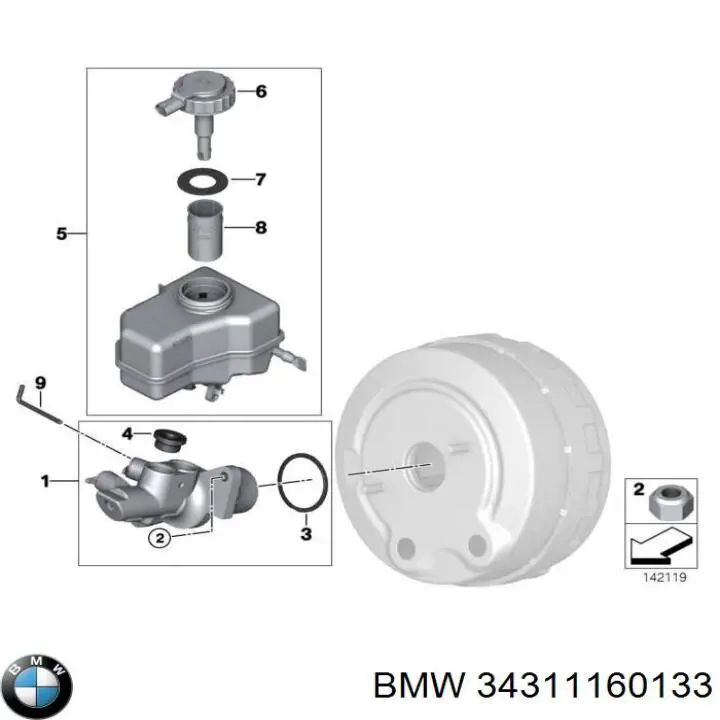 Do koszyka 34311160133 BMW Zestaw naprawczy głównego cylindra hamulcowego