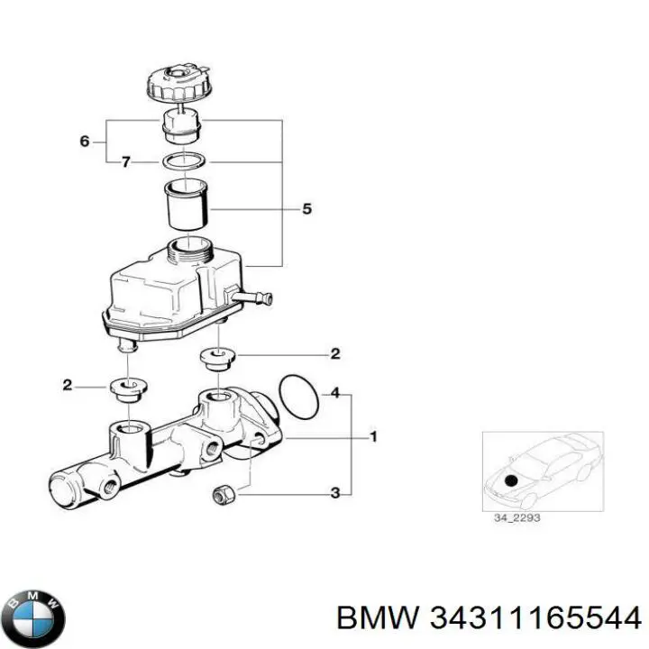 Do koszyka 34311165544 BMW Główny cylinder hamulców