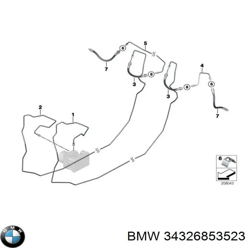 Do koszyka 34326853523 BMW Przewód hamulcowy tylny lewy