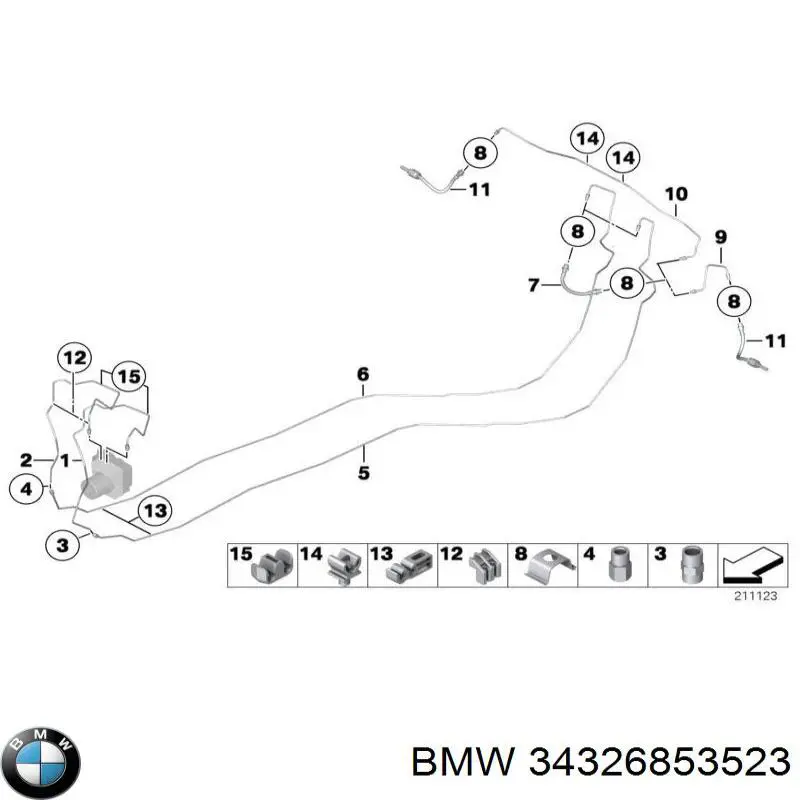 34326853523 BMW Przewód hamulcowy tylny lewy
