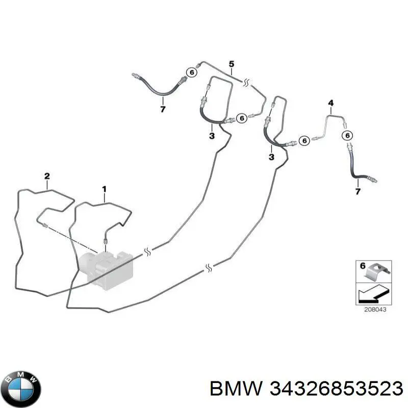Przewód hamulcowy tylny lewy BMW 34326853523 cena, od 18,38 USD