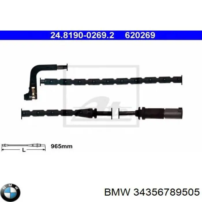 Do koszyka 34356789505 BMW Czujnik zużycia klocków hamulcowych tylny