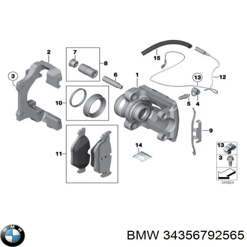 34356792565 BMW czujnik zużycia klocków hamulcowych przedni