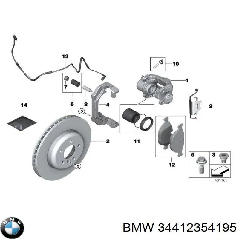 Do koszyka 34412354195 BMW Zestaw naprawczy zacisku hamulcowego przedniego