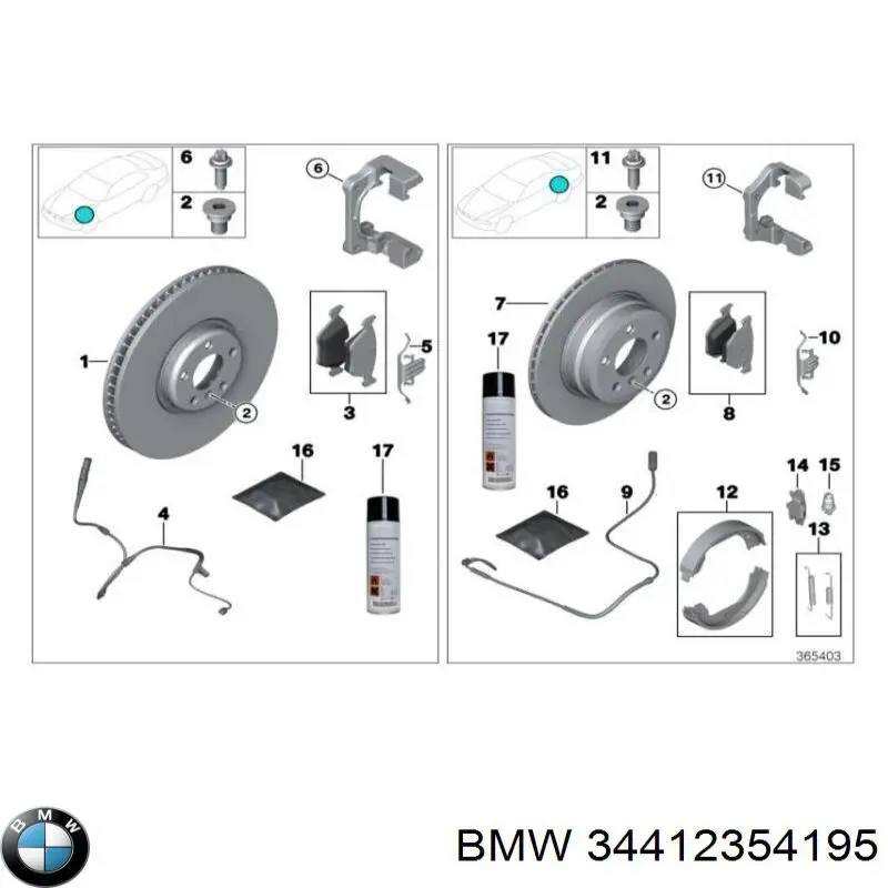 Zestaw naprawczy zacisku hamulcowego przedniego BMW 34412354195