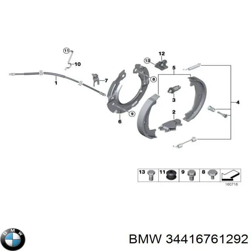 Klocki hamulca ręcznego BMW 34416761292 cena, od 25,69 USD