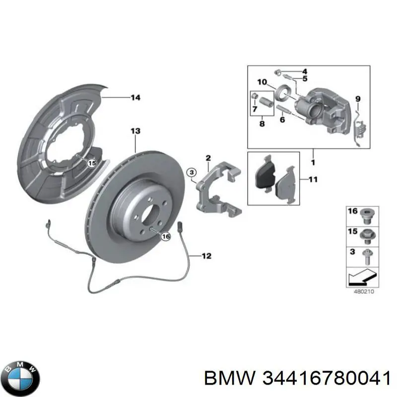 Do koszyka 34416780041 BMW Klocki hamulca ręcznego