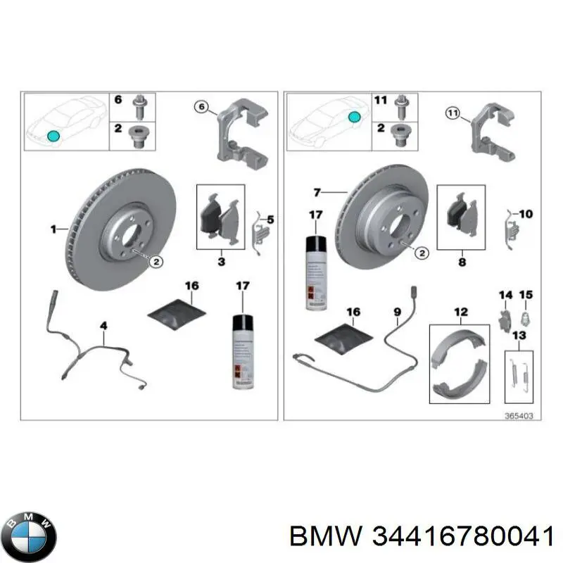 34416780041 BMW Klocki hamulca ręcznego