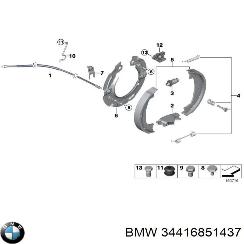 Do koszyka 34416851437 BMW Samoregulator szczęk hamulcowych (zestaw naprawczy)