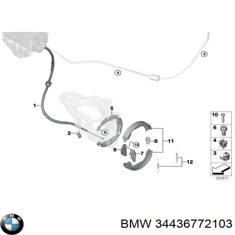 34436772103 BMW Linka hamulca ręcznego tylna lewa