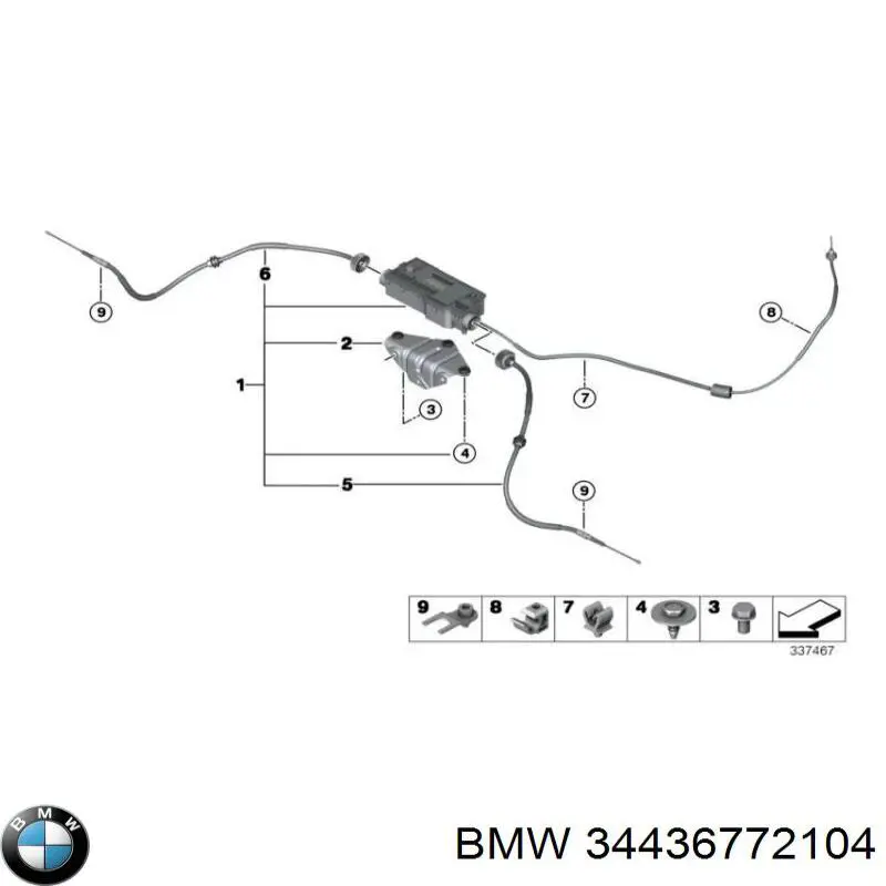 34436772104 BMW Linka hamulca ręcznego tylna prawa