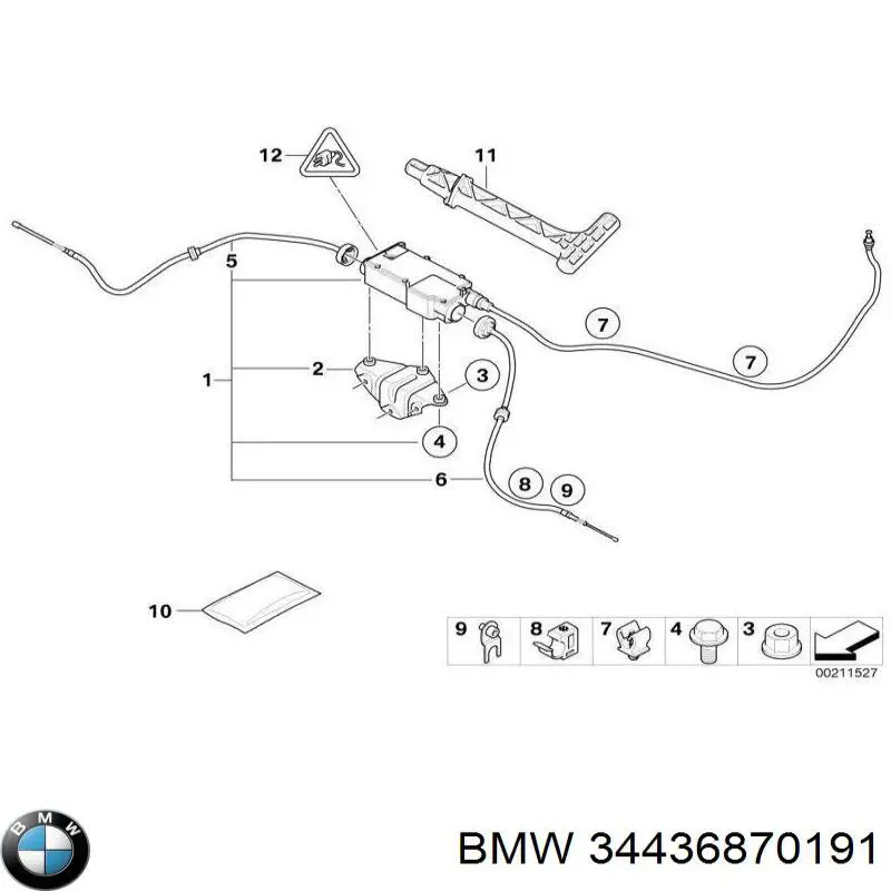 34436870191 BMW Linka hamulca ręcznego tylna lewa