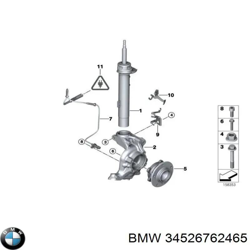 Czujnik ABS przedni BMW 34526762465 cena, od 69,46 USD