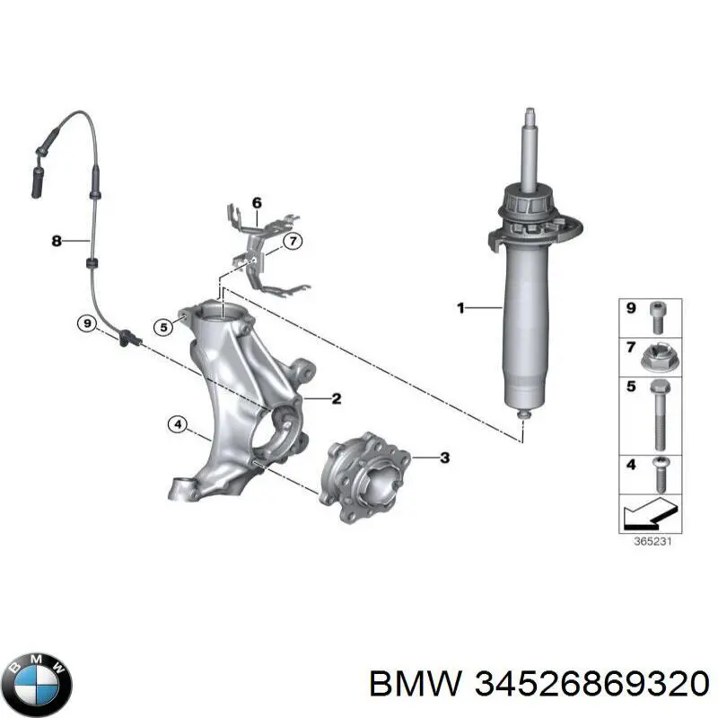 34526869320 BMW Czujnik ABS przedni
