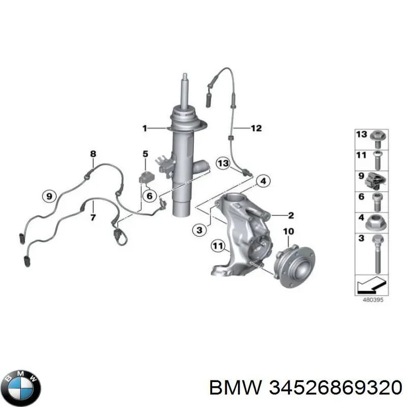 Do koszyka 34526869320 BMW Czujnik ABS przedni