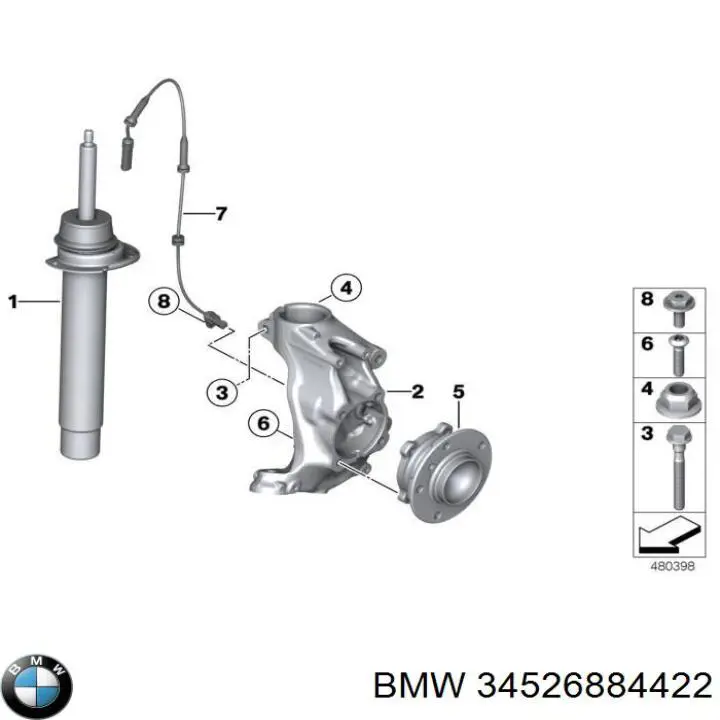 34526884422 BMW Czujnik ABS przedni