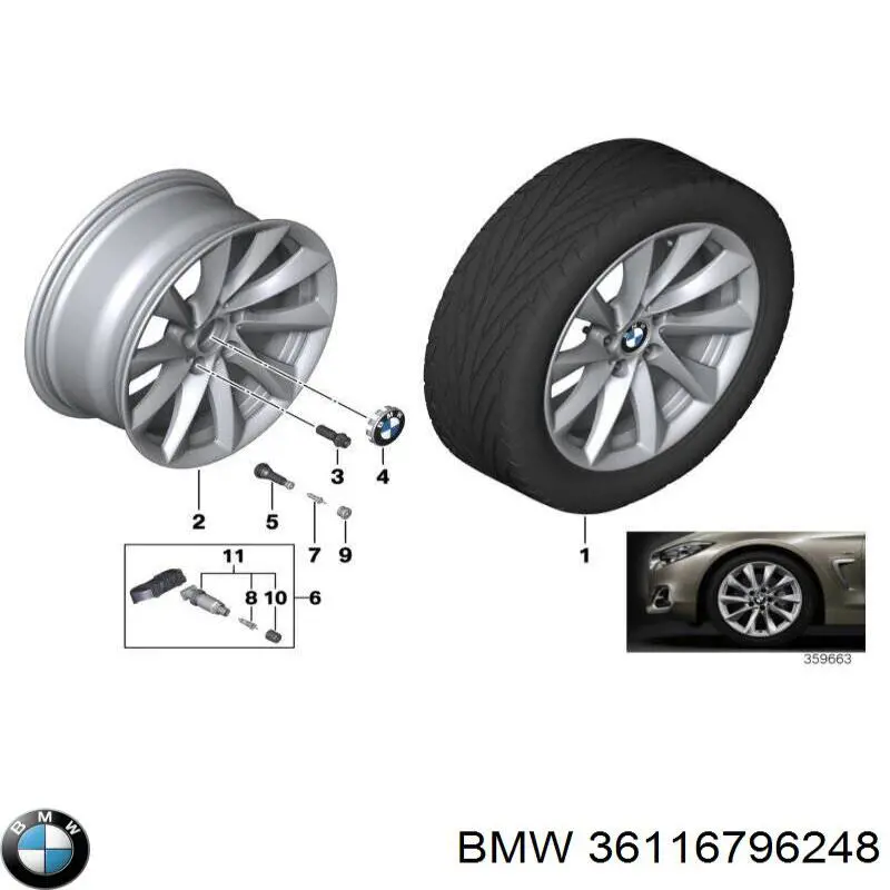 36116796248 BMW Felgi kół odlewane (lekkostopowe, tytanowe)
