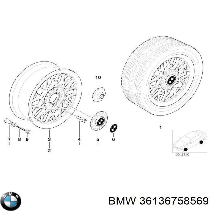 Kołpak do obręczy koła 36136758569 BMW