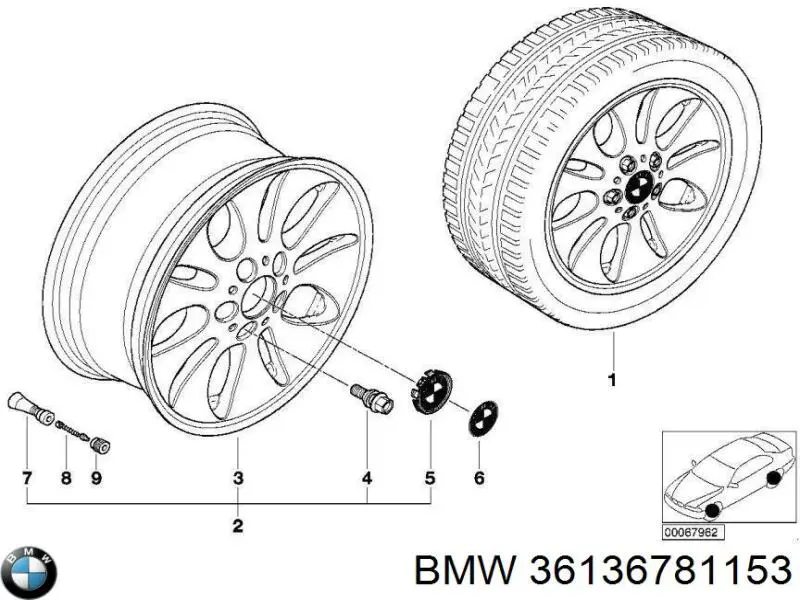 Do koszyka 36136781153 BMW Śruba koła