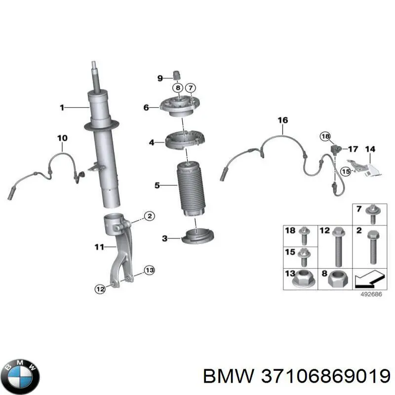Amortyzator przedni lewy BMW 37106869019 cena, od 244,29 USD