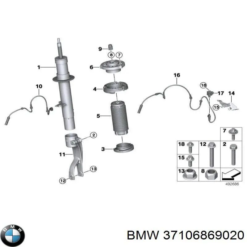 Amortyzator przedni prawy BMW 37106869020 cena, od 244,29 USD