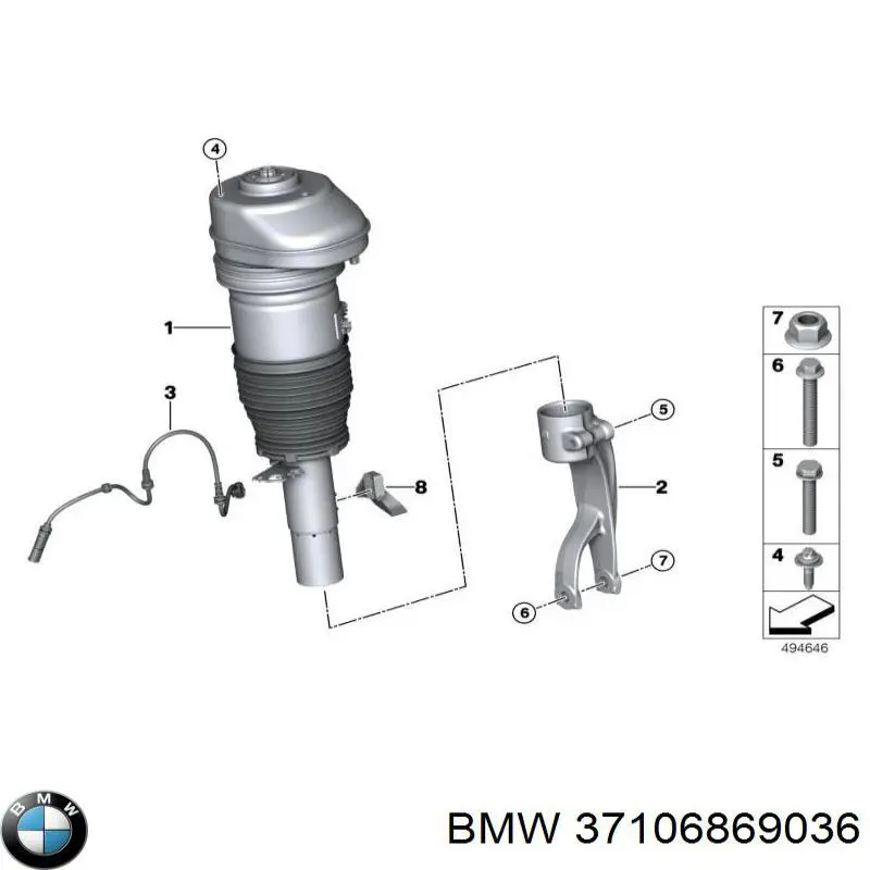 Amortyzator przedni prawy BMW X7 SUV (G07) (2019 - 2026) cena, od 1349,87 USD