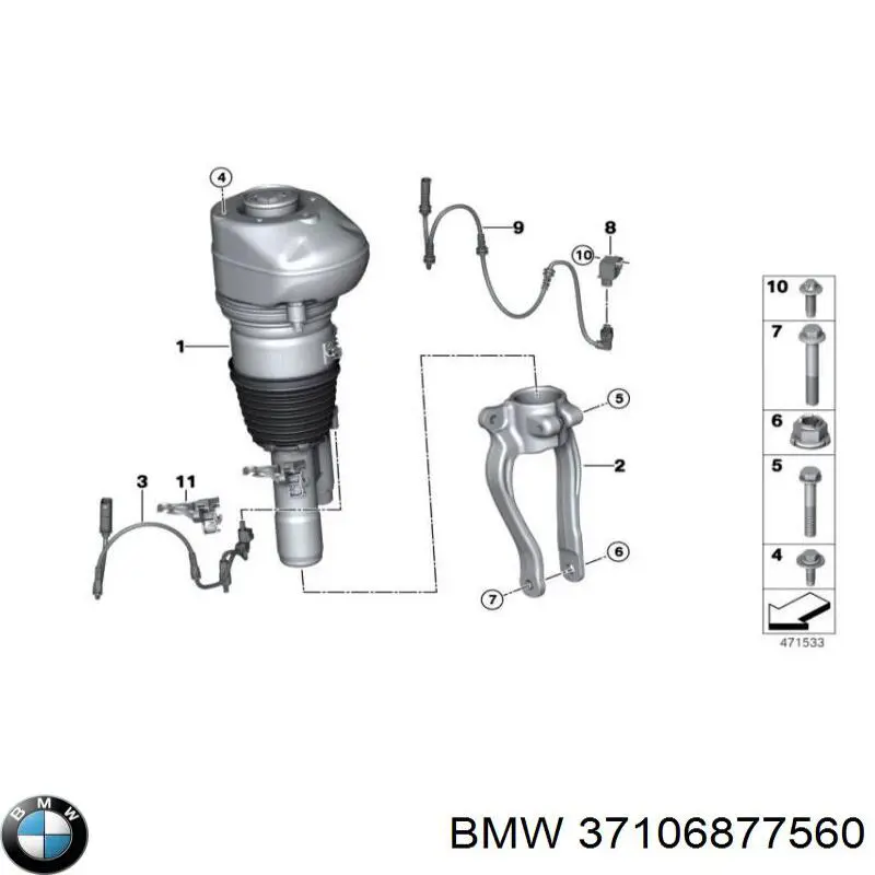 Amortyzator przedni prawy BMW 6874598 cena, od 796,61 USD