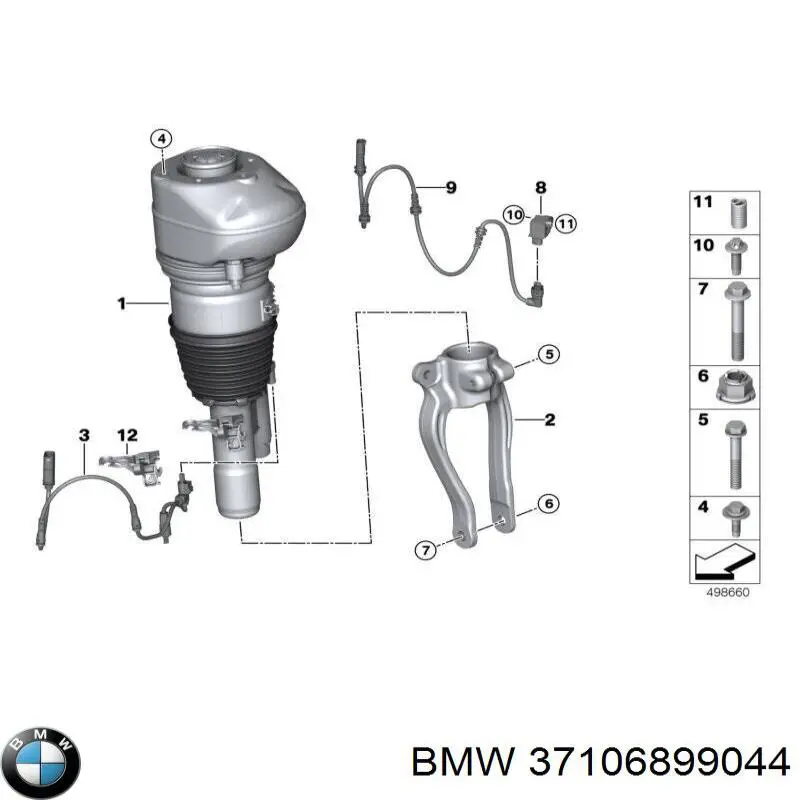 Amortyzator przedni prawy BMW 37106899044 cena, od 796,61 USD