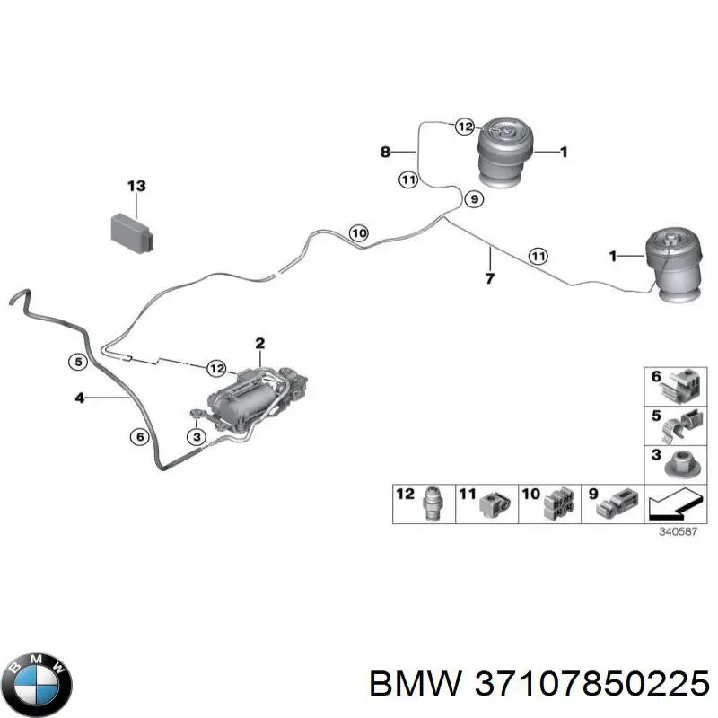 Poduszka pneumatyczna (resor pneumatyczny) mostu tylnego BMW 37107850225 cena, od 134,57 USD