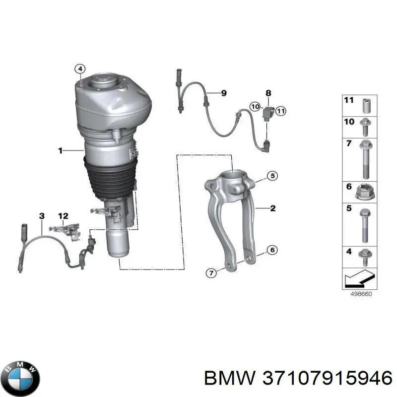 Amortyzator przedni prawy do BMW 7 (G11, G12)