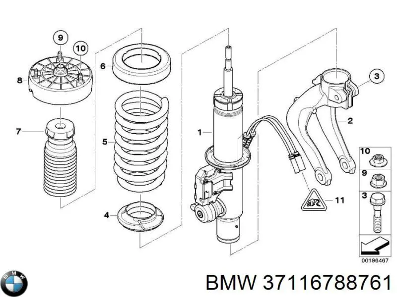 Amortyzator przedni lewy BMW 37116788761 cena, od 1244,11 USD