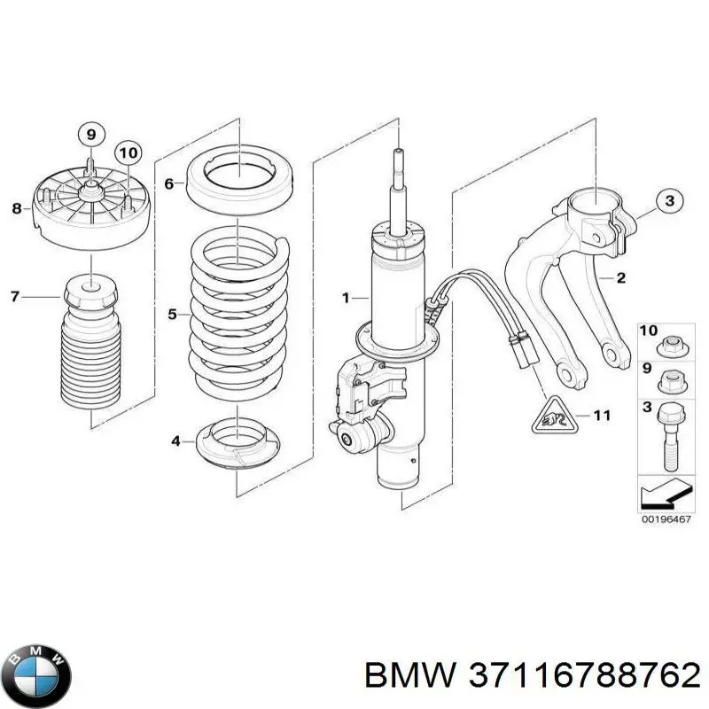Amortyzator przedni prawy BMW 37116788762 cena, od 650,44 USD