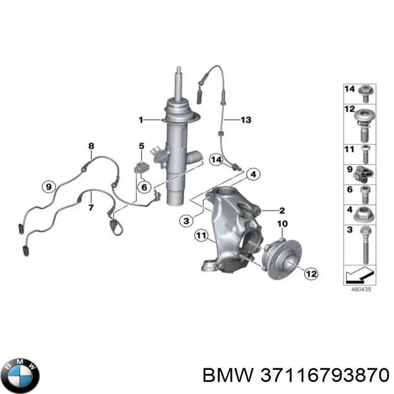 37116793870 BMW Amortyzator przedni prawy
