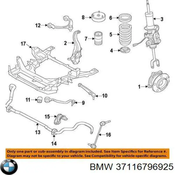 Amortyzator przedni lewy BMW 37116796925 cena, od 612,42 USD