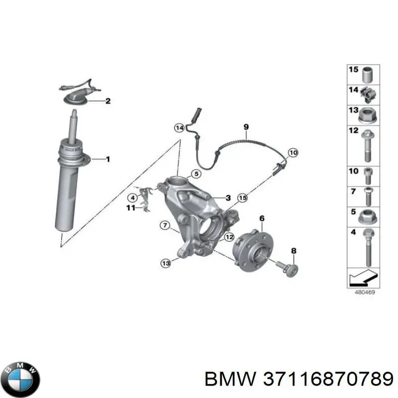 Amortyzator przedni lewy BMW 37116870789 cena, od 226,05 USD