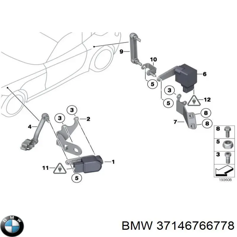 Drążek czujnika poziomowania karoserii przedni BMW 37146766778 cena, od 32,73 USD