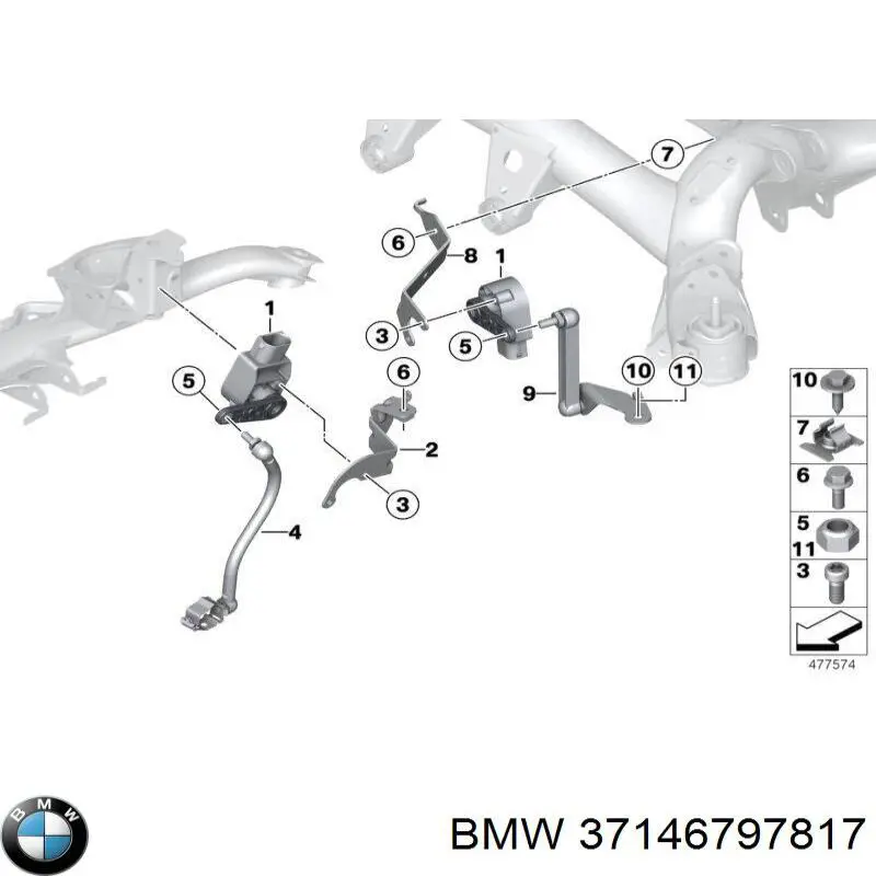 Drążek czujnika poziomowania karoserii przedni do BMW 1 (F21)